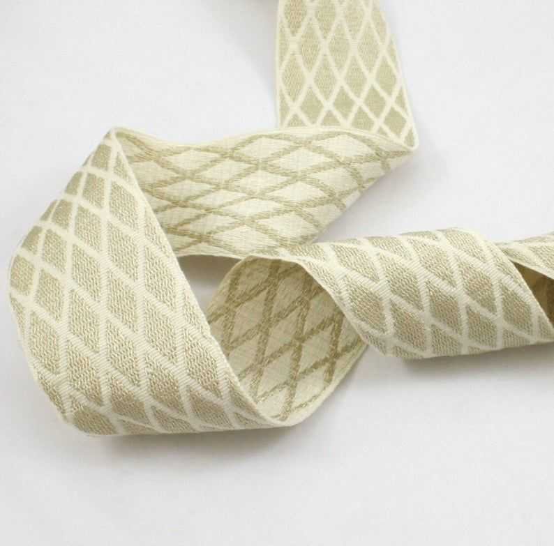 Designer Trim Tape Gold Off White Diamond Fret Zig Zag Chevron Border