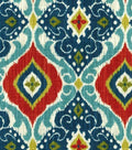 IKAT Pint Printed Cotton Fabric Peacock Blue Red Mustard Yellow Teal Ethnic