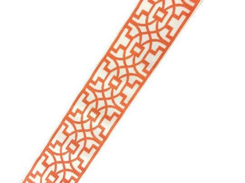 Fretwork 3.5 Silk Orange Ivory Embroidered Transitional Border Tape