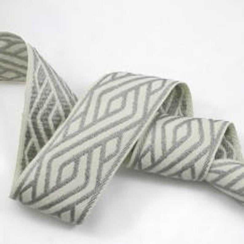 Designer Trim Tape Grey White Fret Zig Zag Chevon Border