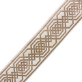 Designer Trim By The Yard Fretwork chain link Print Satin 2.8" taupe greige cream