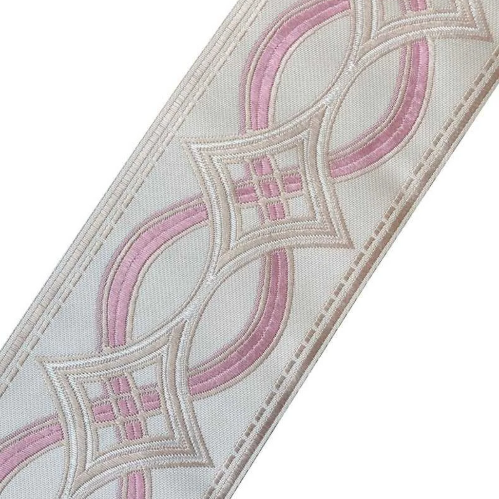 Designer Trim Tape Chain Link 3.5 Silk Blush Pink Embroidered