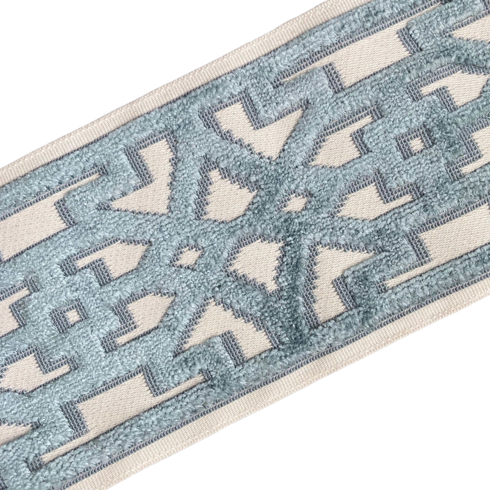 Aurora Geometric Silk Designer Trim 3.5" Light Blue