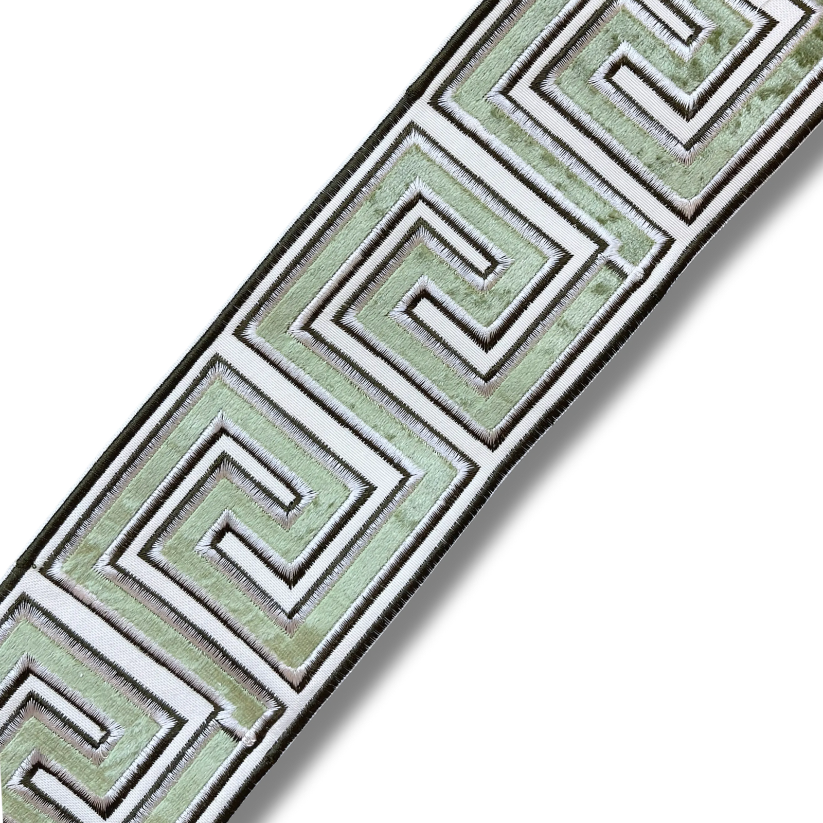 Elysian Greek Key Embroidered Trim 3.5”  Apple green