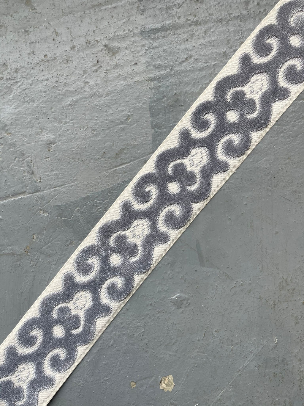 Flora Velvet Trim 3.5" Grey on Beige