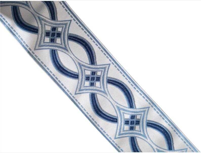 Designer Trim Tape Chain Link 3.5 Silk Blue Navy