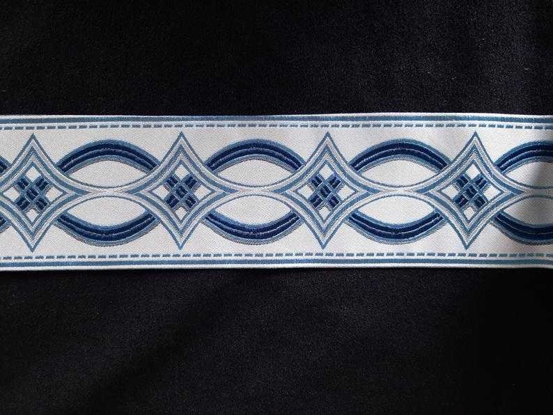 Designer Trim Tape Chain Link 3.5 Silk Blue Navy