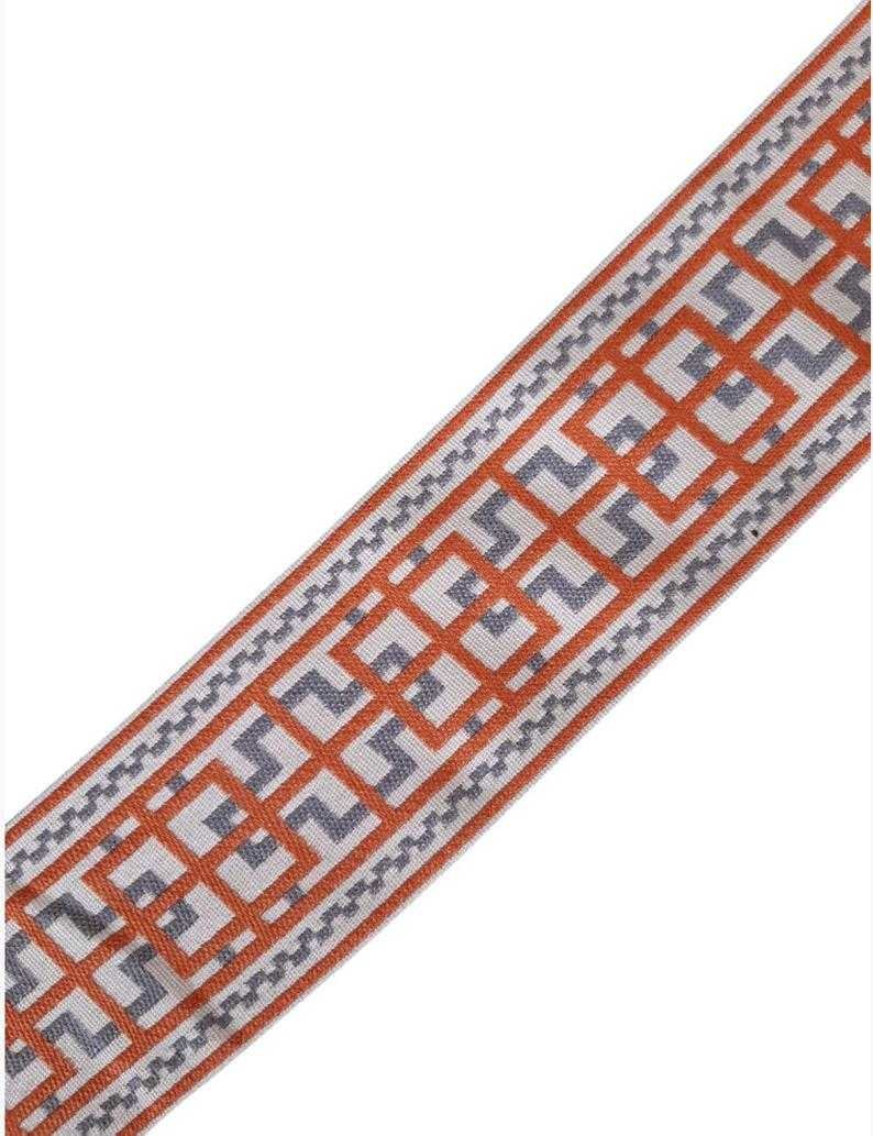 Designer Trim Tape Geometric Silk Orange Ivory