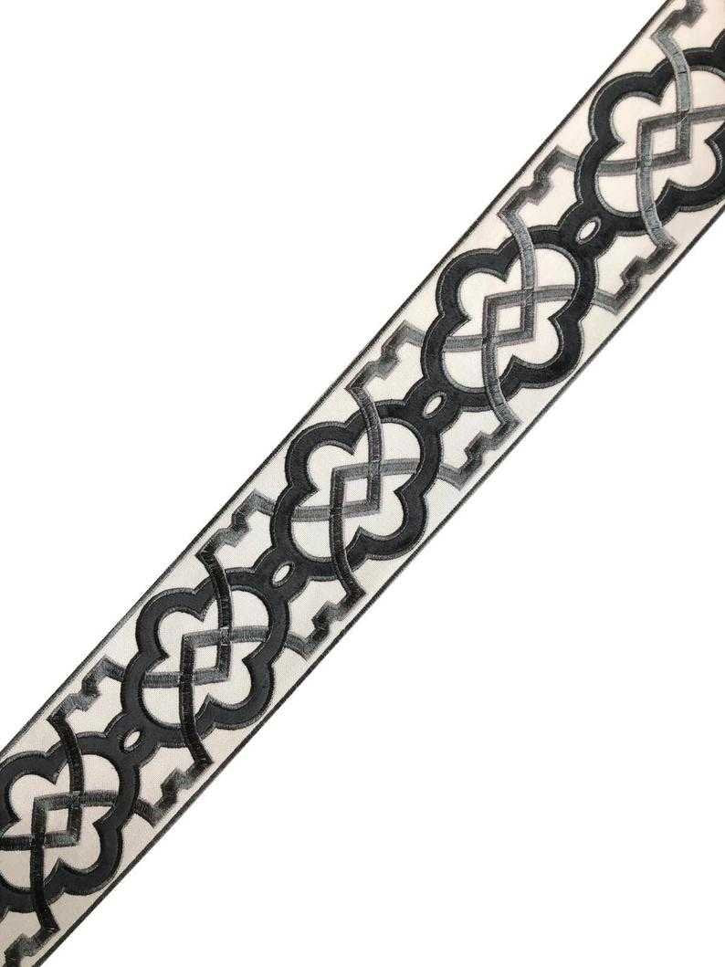 Geometric Trim 3.5 Inch Grey Charcoal Off White Tape