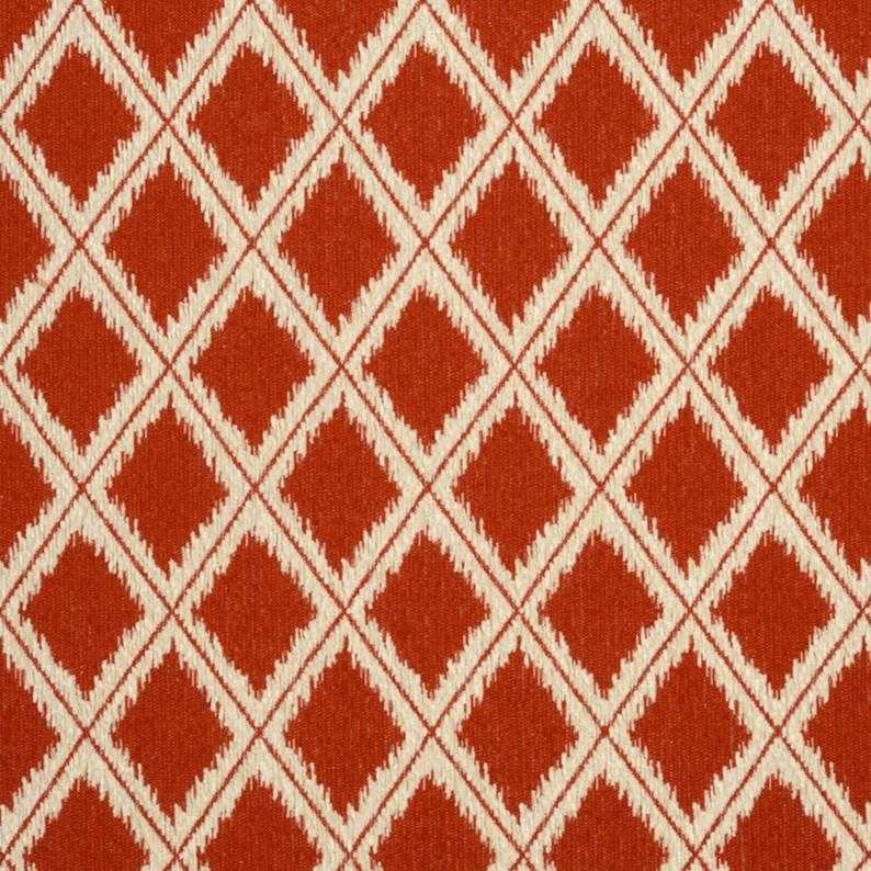 Abstract Fabric Diamonds Geometric Tangerine Orange & Off White