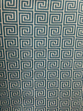 Greek Key Jacquard Fabric Yard Print Turquoise Blue