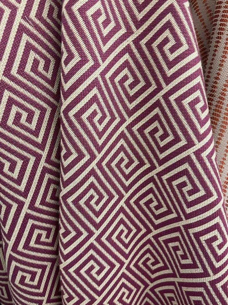 Greek Key Jacquard Fabric Yard Print Raspberry Pink
