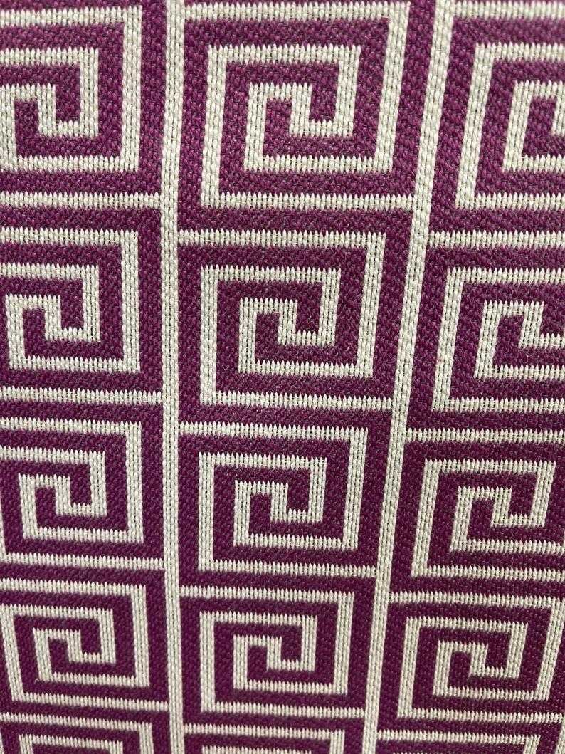 Greek Key Jacquard Fabric Yard Print Raspberry Pink