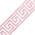 Greek Key Light Pink on White Tape Jacquard Embroidered