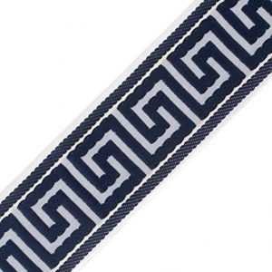 Hot Sell Greek Key Trim Navy Blue White Tape Jacquard Embroidered