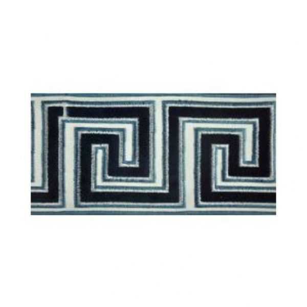 Greek Key Trim Navy Blue Tape Velvet Embroidered