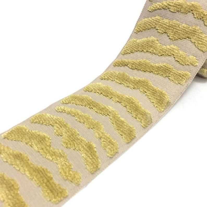 Designer Trim Tape Zebra Navy Mustard Yellow Taupe