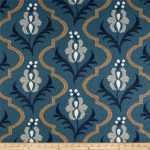 Dwell Robert Allen Printed Cotton Peacock Blue Damask Floral Fabric