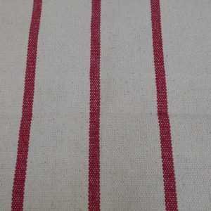 Fabric Canvas Stripe French Country Farmhouse Natural Beige Red Wine