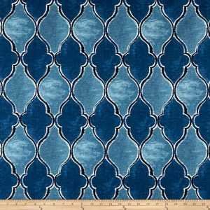 Printed Cotton Sapphire Blue Moroccan Trellis Fabric