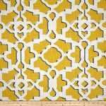 Designer Trellis Geometric Citrine Printed Cotton Drapery Fabric