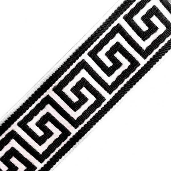 Greek Key Trim By Black White Tape Jacquard Embroidered