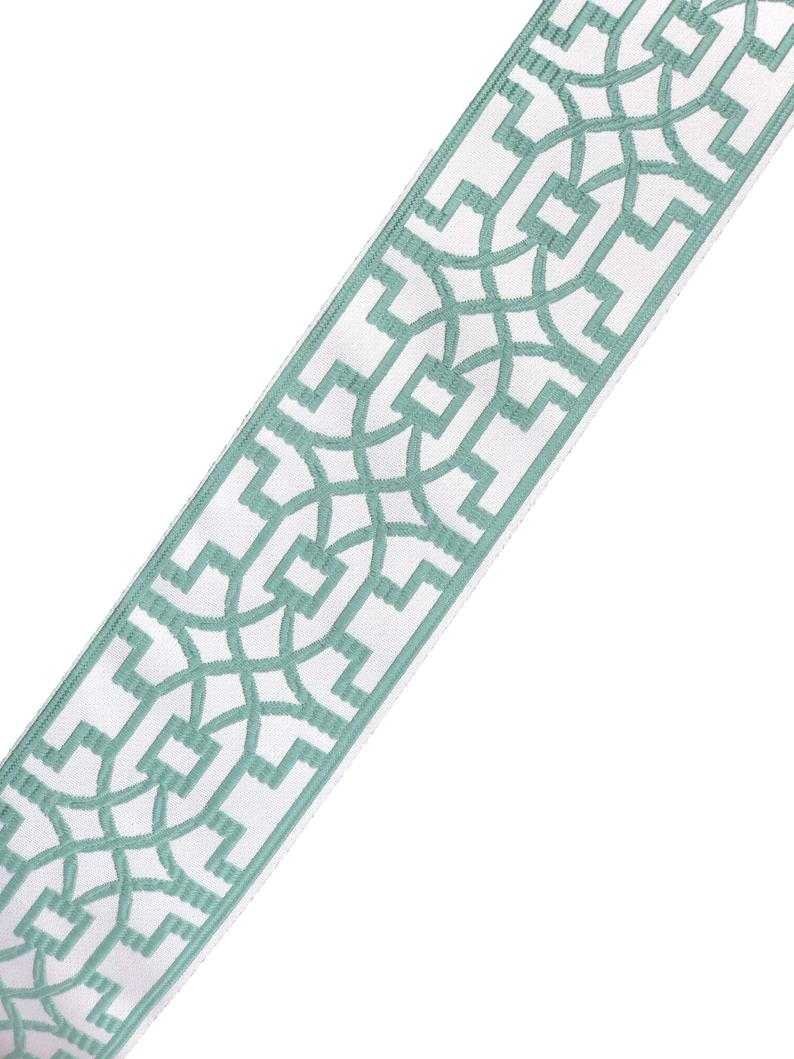 Designer Trim Tape Fretwork 3.5 Silk Spa Green Embroidered