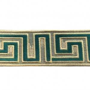Greek Key Trim Emerald Green Gold Tape Velvet Embroidered