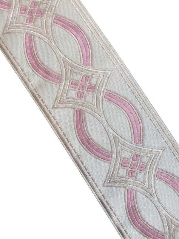 Designer Trim Tape Chain Link 3.5 Silk Blush Pink Embroidered