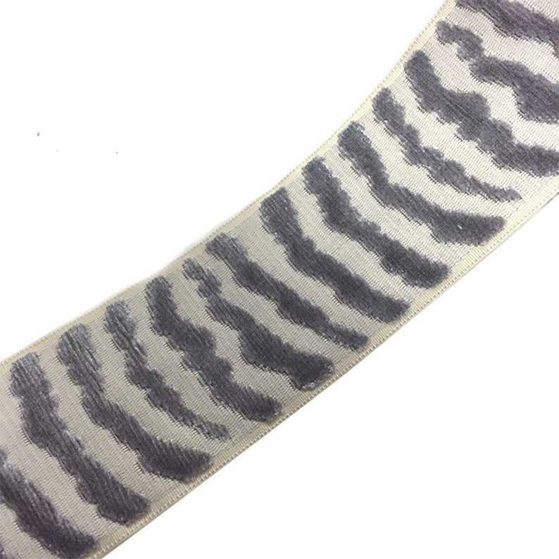 Designer Trim Tape Zebra Grey Silver Velvet Off White