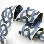 Designer Trim Tape Blue Navy Off White Fret Chain Link Border