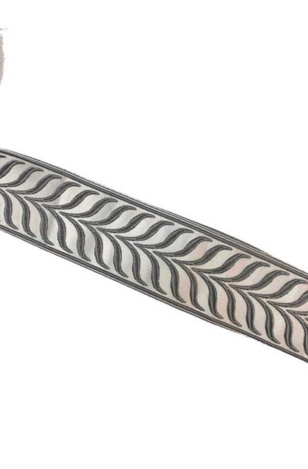 Designer Trim Tape Fretwork 2.5 Inch Faux Silk Grey Embroidered