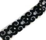 Designer Black on Beige Floral Trim Ivory Tape