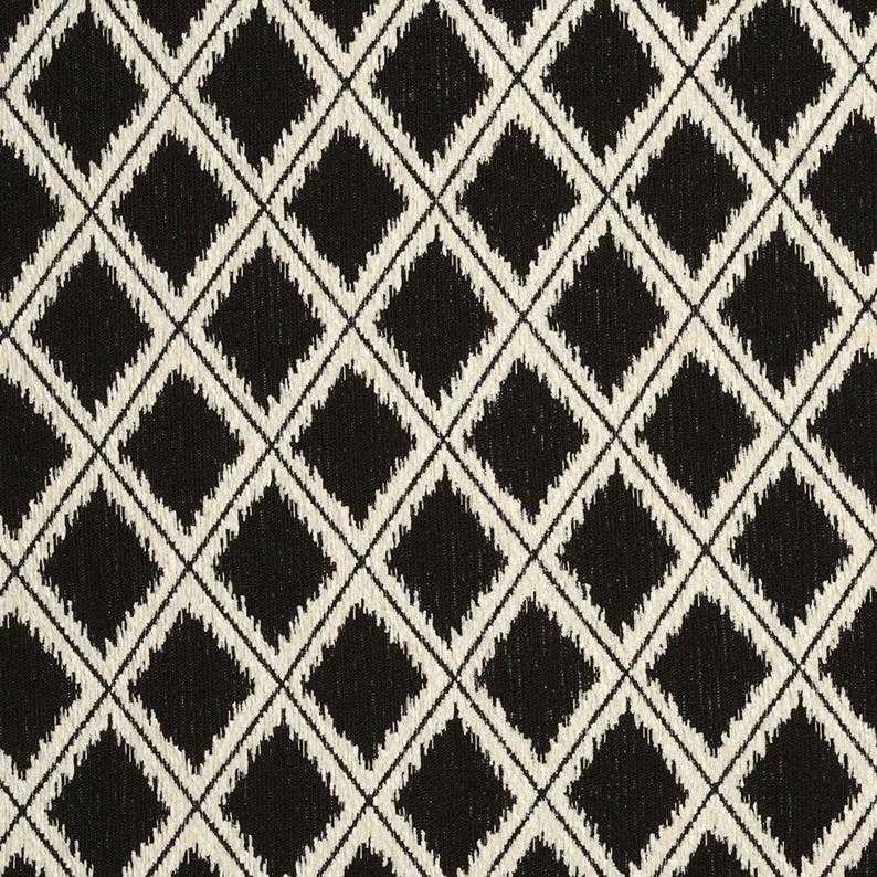 Abstract Fabric Diamonds Geometric Black & Off White