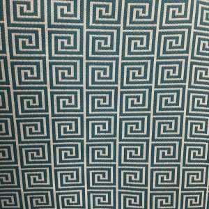 Greek Key Jacquard Fabric Yard Print Turquoise Blue