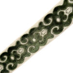Flora Velvet Trim 3.5" Green on Beige