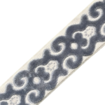 Flora Velvet Trim 3.5" Grey on Beige