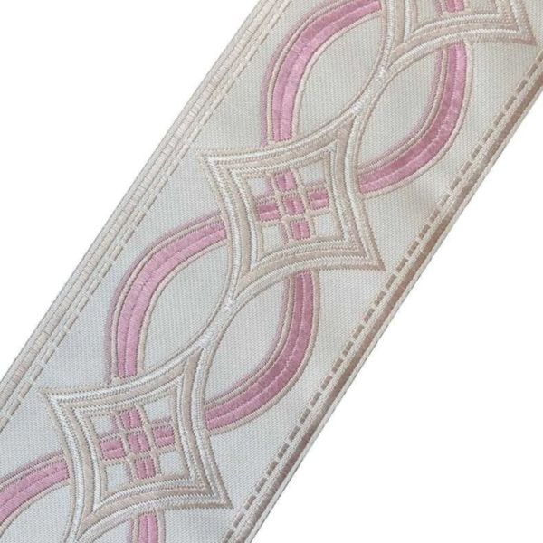 Designer Trim Tape Chain Link 3.5 Silk Blush Pink Embroidered