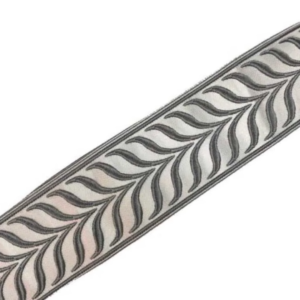 Designer Trim Tape Fretwork 2.5 Inch Faux Silk Grey Embroidered