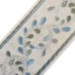 Floral Print embroidered 3.5" French light blue moss green off white