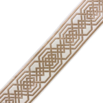 Designer Trim By The Yard Fretwork chain link Print Satin 2.8" taupe greige cream