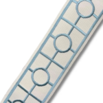 Fretwork chain link Print embroidered 2.5" light blue off white