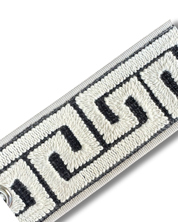 Aegean Greek Key Embroidered Tape 2.5"- Beige on black