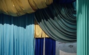 blue and gold curtains