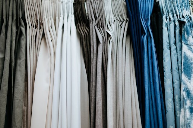 blue trim curtains